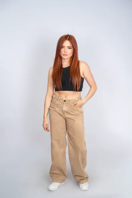 PANTALON WIDE LEG CAMEL